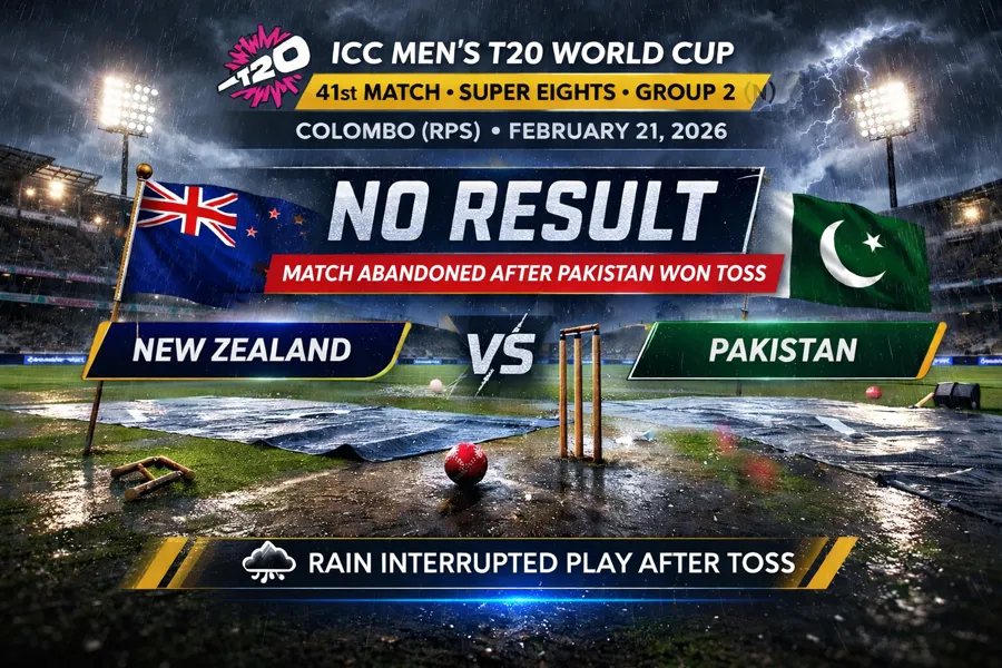 New Zealand vs Pakistan No Result – Rain Washes Out 41st T20 World Cup Match