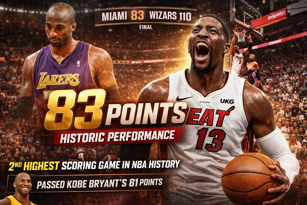 Bam! Adebayo Stuns NBA with Historic 83-Point Masterclass Against Wizards