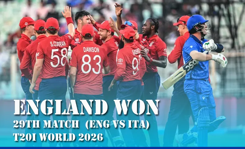 England vs Italy: Will Jacks Stars as England Win by 24 Runs in T20 World Cup 2026