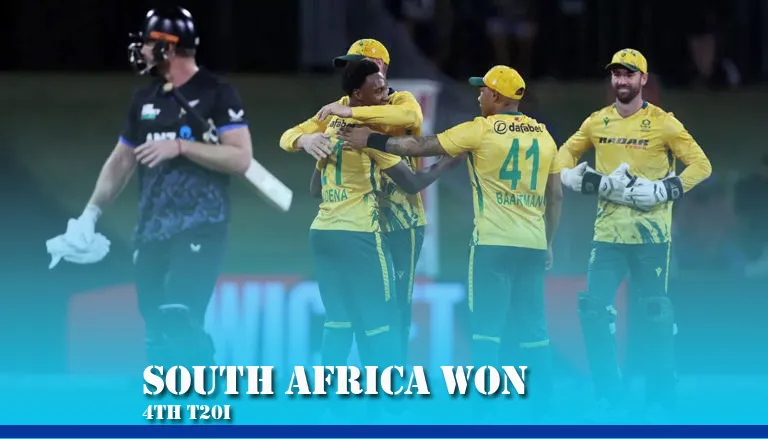 South Africa holds on to beat New Zealand by 19 runs in a thrilling game in Wellington.